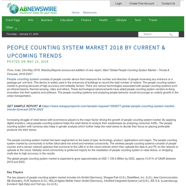 People Counting System Market 2018 by Current & Upcoming Trends
