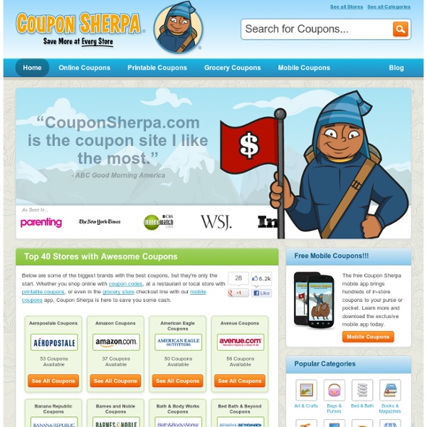 Coupon Sherpa: Online Coupon Codes, Printable and Mobile Coupons - Plus Free Grocery Discounts!