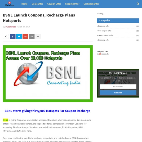 BSNL Launch Coupons, Recharge Plans Hotsports
