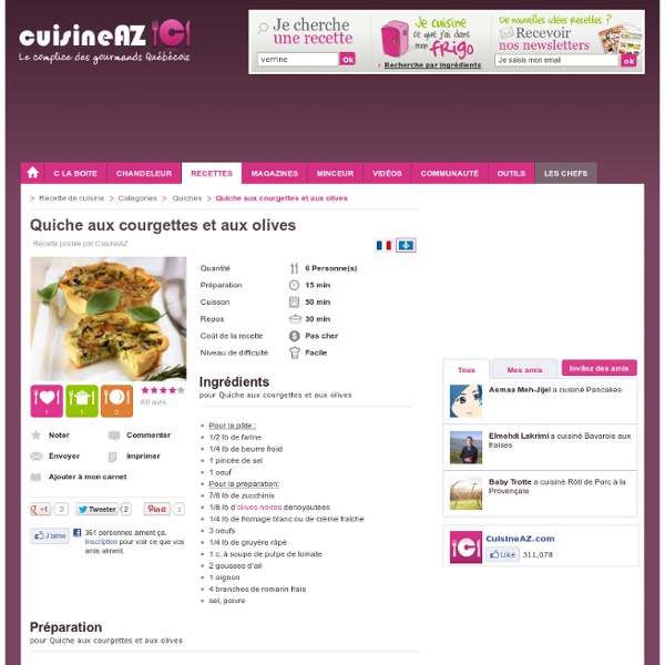 Recette de Quiche aux courgettes et aux olives