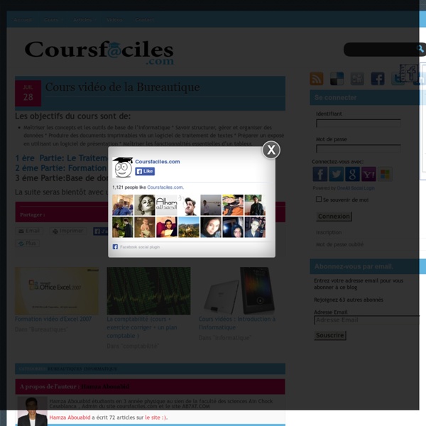 Cours vidéo de la Bureautique