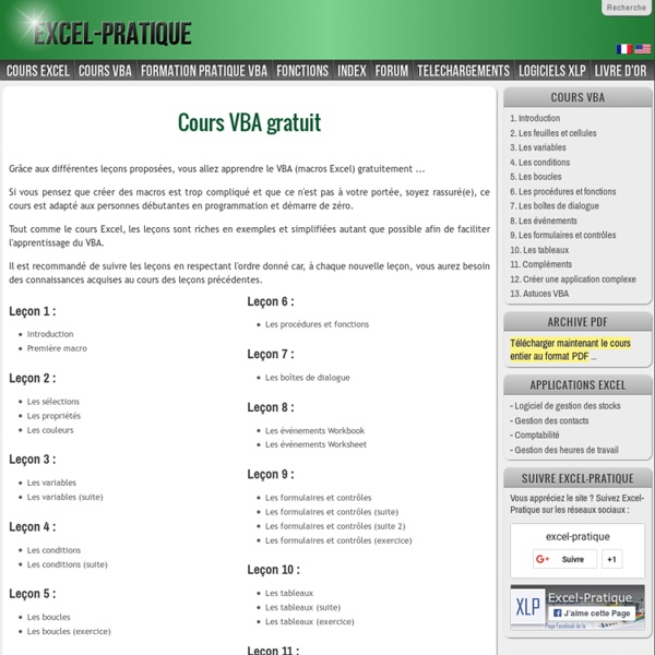 Cours VBA gratuit