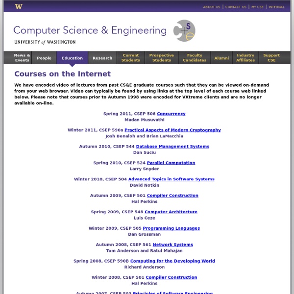 UW CSE Courses on the Internet
