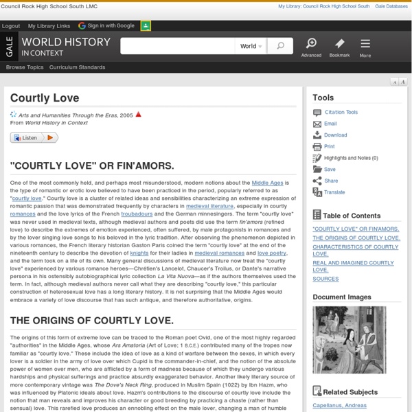 Courtly Love - World History in Context