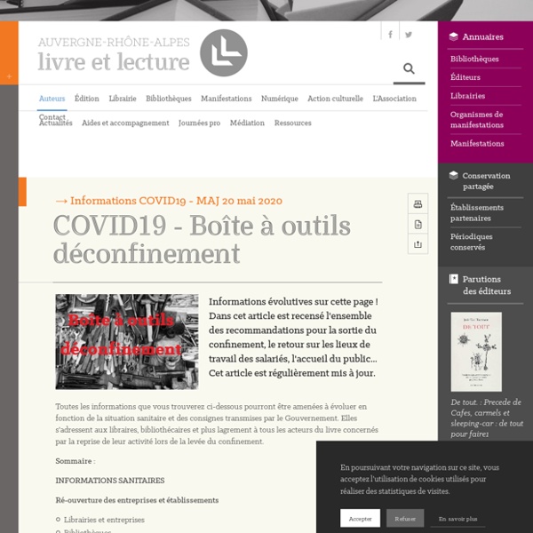 COVID19 - Boîte à outils déconfinement – Auvergne-Rhône-Alpes - Livre et lecture
