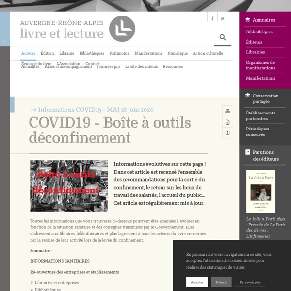COVID19 - Boîte à outils déconfinement – Auvergne-Rhône-Alpes - Livre et lecture