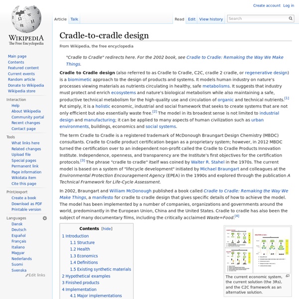 Cradle-to-cradle design - Wikipedia, the free encyclopedia - Waterfox