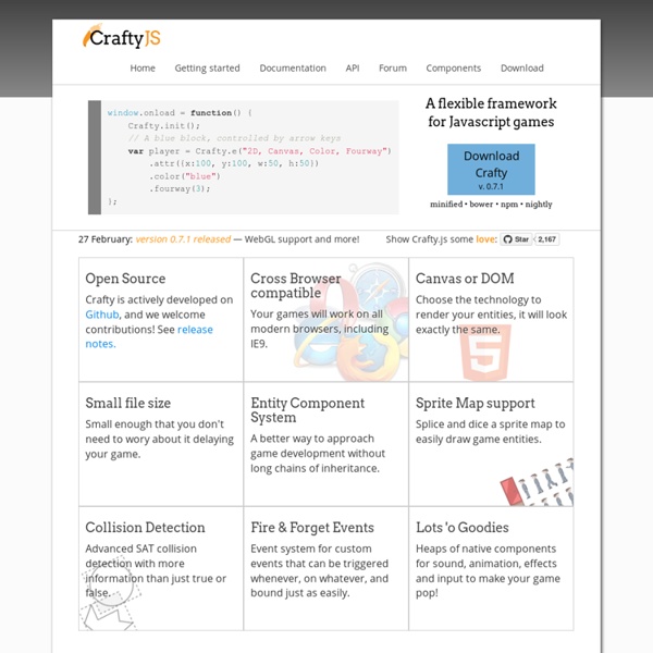 Crafty - JavaScript Game Engine, HTML5 Game Engine