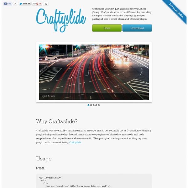 Craftyslide - A tiny jQuery slideshow plugin