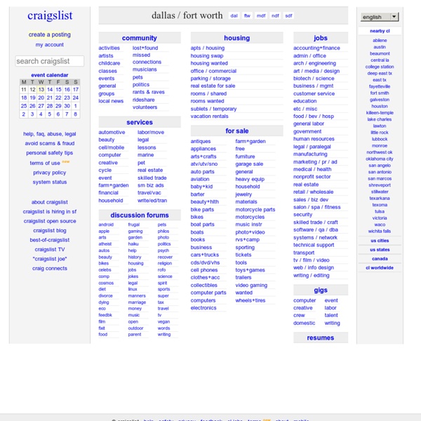 Craigslist: dallas / fort worth classifieds for jobs ...
