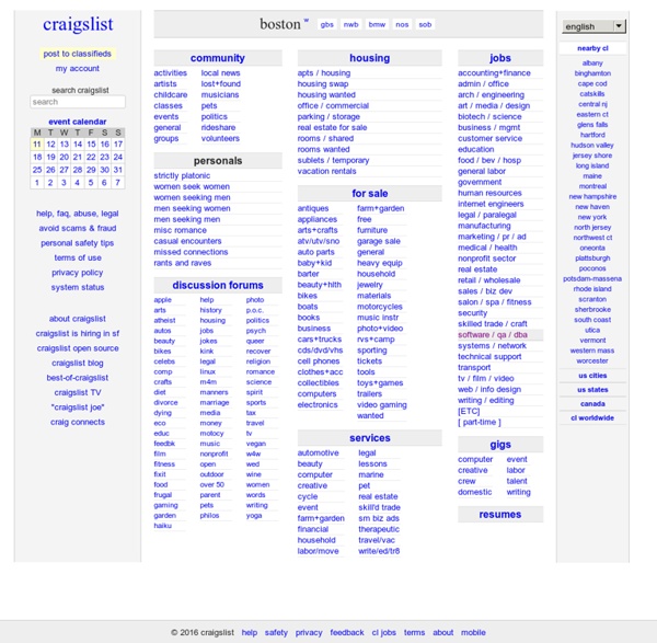 Craigslist: boston classifieds for jobs, apartments, personals, for sale, services, community, and events