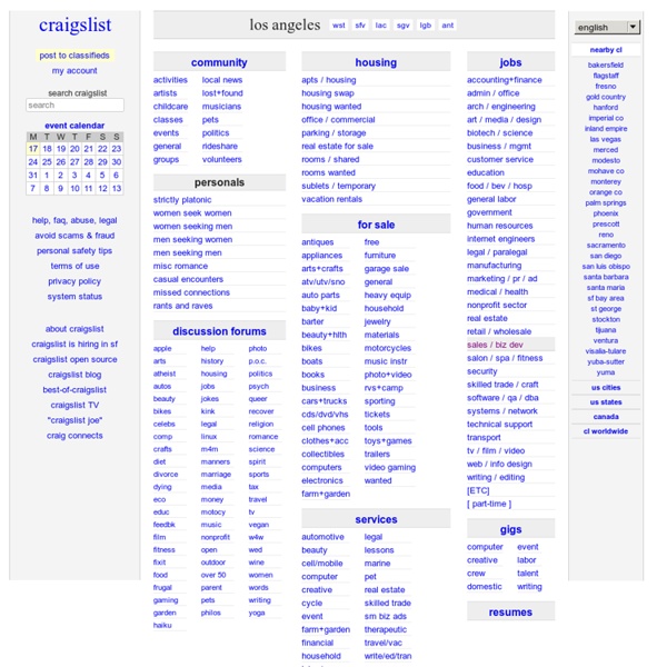 Craigslist los angeles classifieds for jobs, apartments, personals