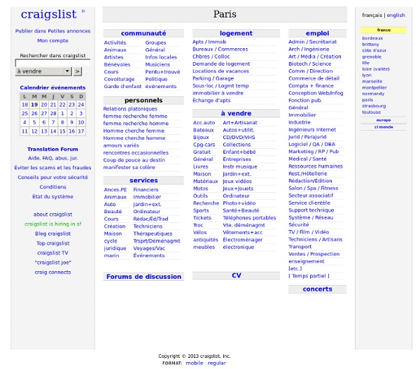 Craigslist: paris Petites annonces d'emploi, de logements, de re