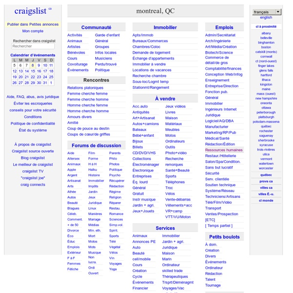 Craigslist classifieds jobs, housing, personals, for sale, services, community, events, forums