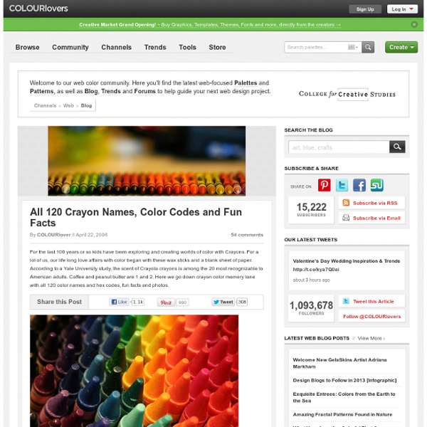 Web Blog / All 120 Crayon Names, Color Codes and Fun Facts by COLOURlovers