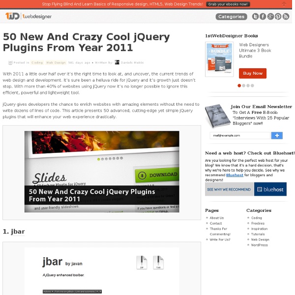 50 New And Crazy Cool jQuery Plugins From Year 2011