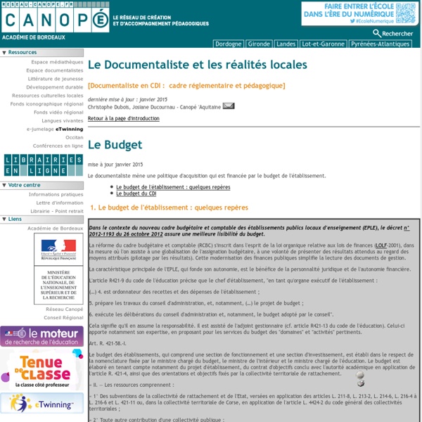 Canopé Bordeaux : Le budget d'un EPLE