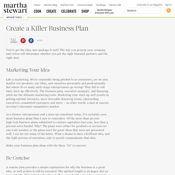Create a Killer Business Plan - Martha Stewart Community