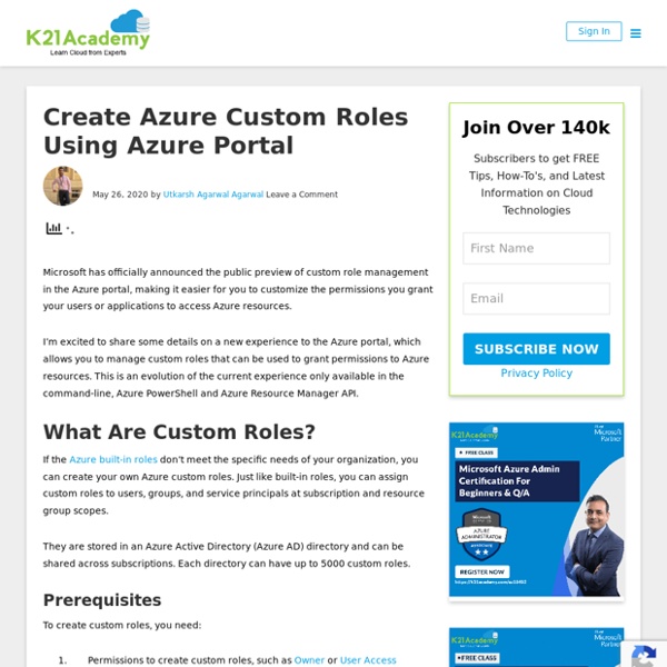 Create Azure Custom Roles Using Azure Portal- Oracle Trainings