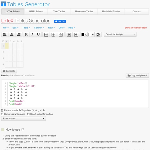 Create LaTeX tables online