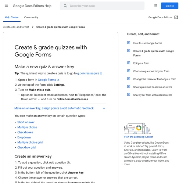 Create a quiz with Google Forms - Docs editors Help