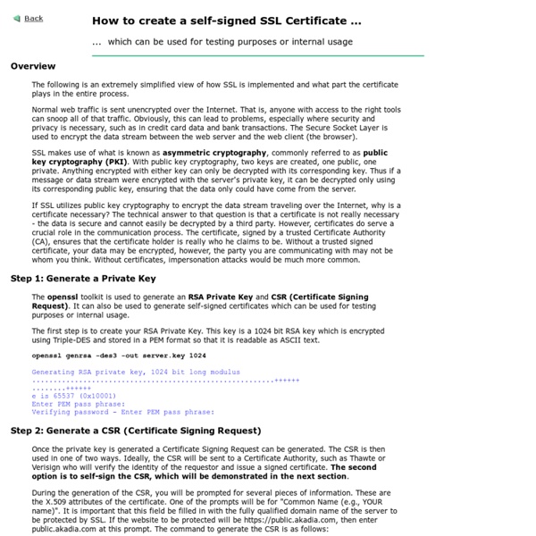 How to create a self-signed Certificate