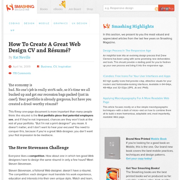 How To Create A Great Web Design CV and Résumé? - Smashing Magazine