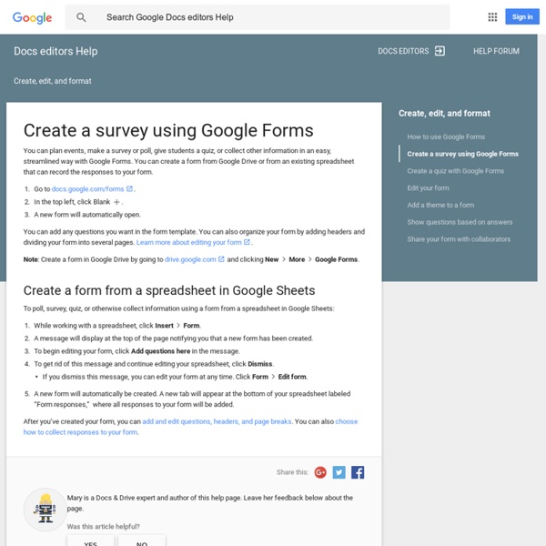 Create a survey using Google Forms - Docs editors Help