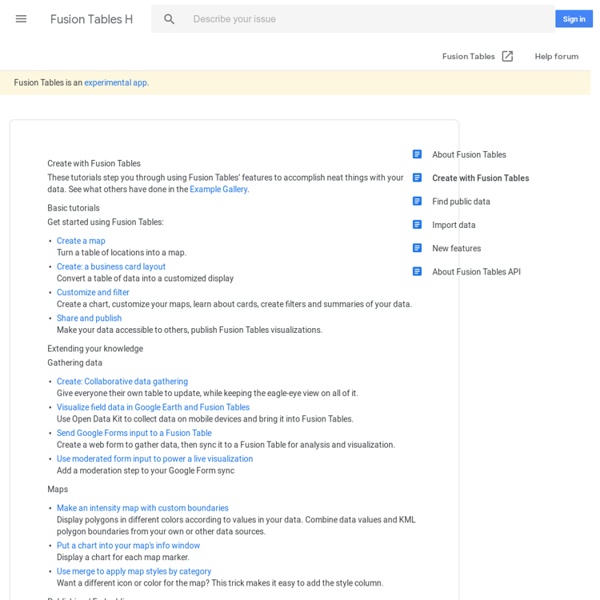 Create with Fusion Tables - Fusion Tables Help