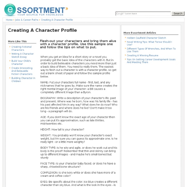 Creating A Character Profile
