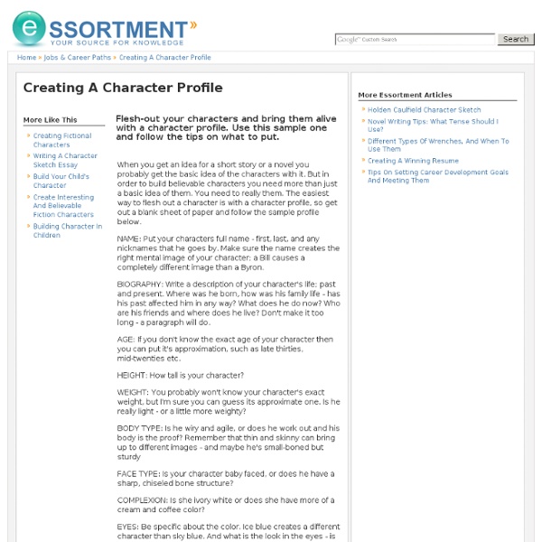 Creating a character profile