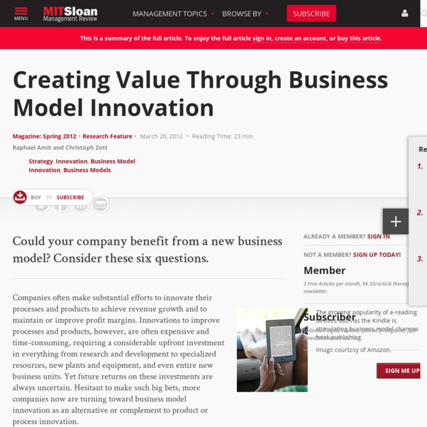 Creating Value Through Business Model Innovation