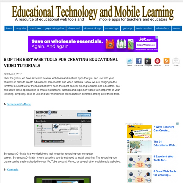 Educational Technology and Mobile Learning: 6 of The Best Web Tools for Creating Educational Video Tutorials