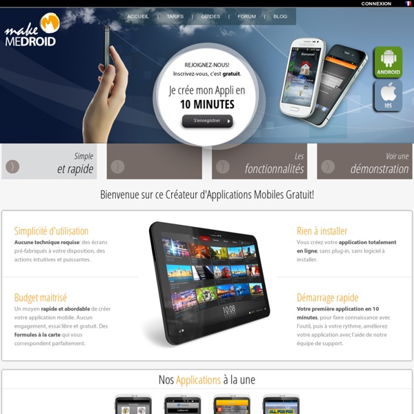 Make Me Droid - Création gratuite d'applications Android/IPhone en ligne.