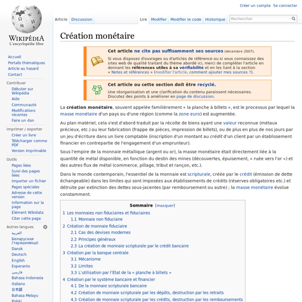 Wikipédia - Création monétaire