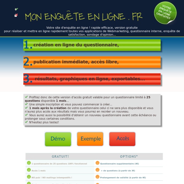 Mon enquête en ligne.fr - Création d'enquête, questionnaire, sondage en ligne gratuit