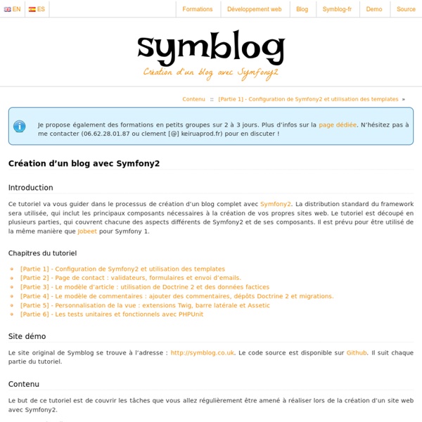 Création d’un blog avec Symfony2 — Symblog - Un tutoriel Symfony2