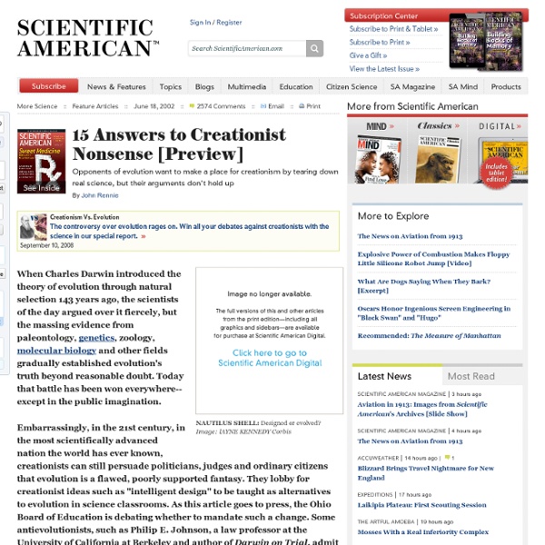 15 Answers to Creationist Nonsense: Scientific American