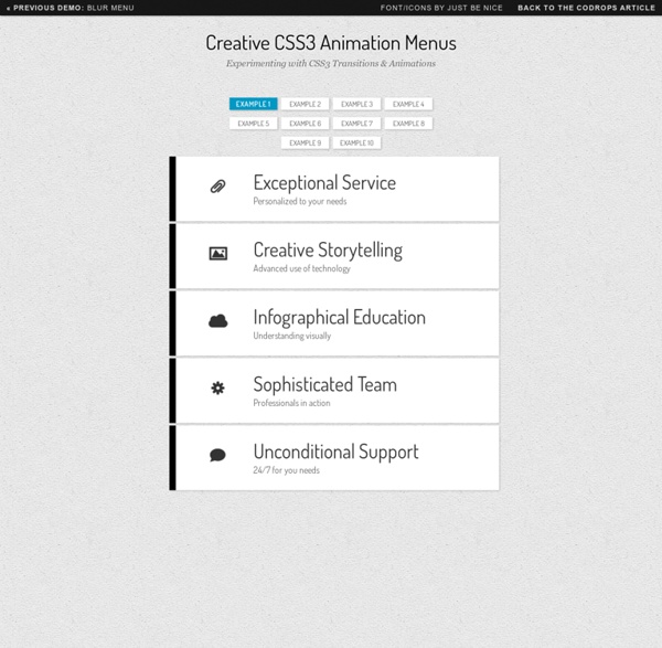 Creative CSS3 Animation Menus