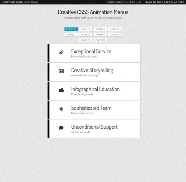 Creative CSS3 Animation Menus