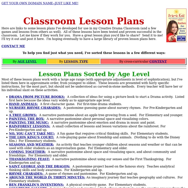 Creative Drama Lesson Plans