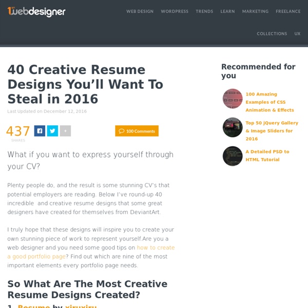 40 Stunningly Creative Resume Designs on DeviantArt
