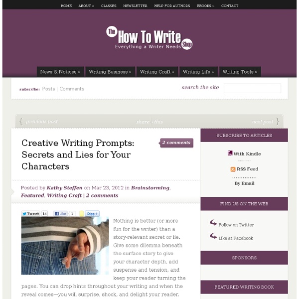 Creative Writing Prompts: Secrets and Lies for Your Characters