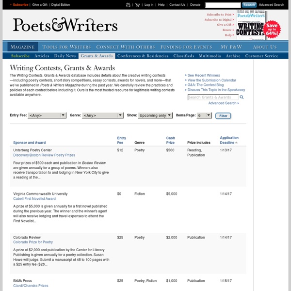 Find Creative Writing Contests, Poetry Contests & Grants