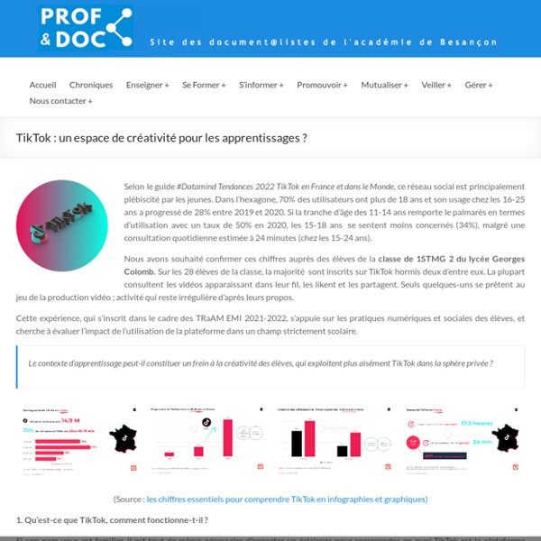 TikTok : un espace de créativité pour les apprentissages ? – Prof & Doc – Site des document@listes de l'académie de Besançon