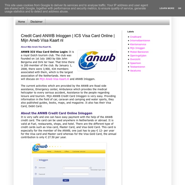 Credit Card ANWB Inloggen