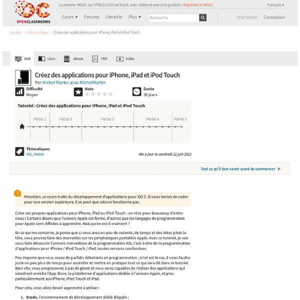 Créez des applications pour iPhone, iPad et iPod Touch