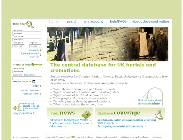 Burial records, cremation records, grave maps, genealogy and ancestry at Deceased Online