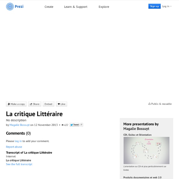 La critique Littéraire by Magalie Bossuyt on Prezi