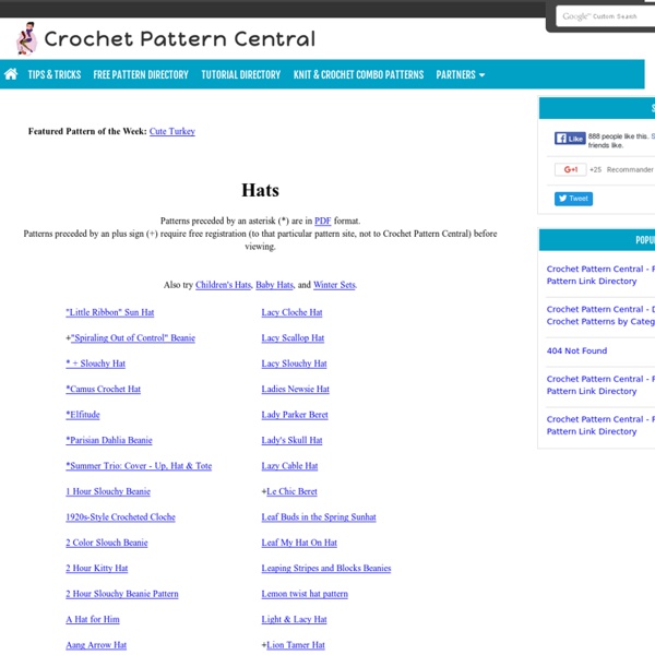 Free Hats Crochet Pattern Link Directory Pearltrees